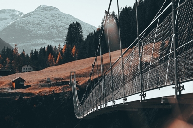 View of the Holzgau suspension bridge
